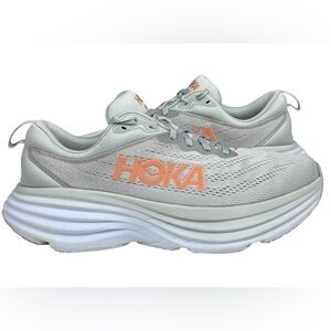 Hoka One One Bondi 8 Running Shoes Womens Size 9 D Gray Wide Sneakers 1127954